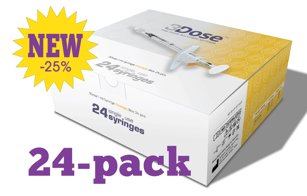 3Dose Syringe Orange 1ml, 24 pcs