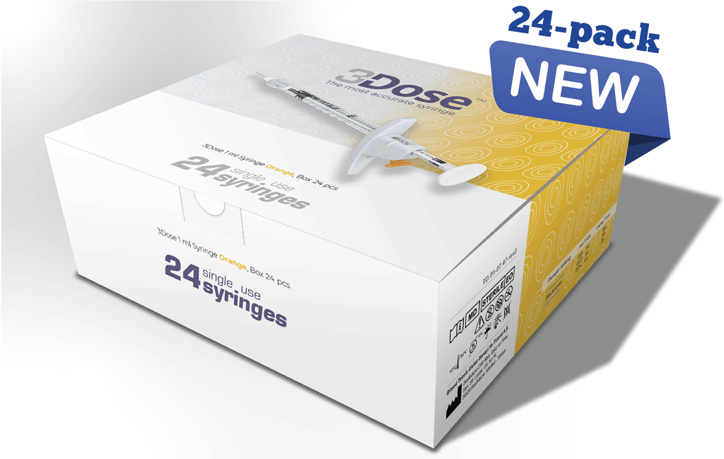 3Dose Syringe Orange 1ml, 24 pcs